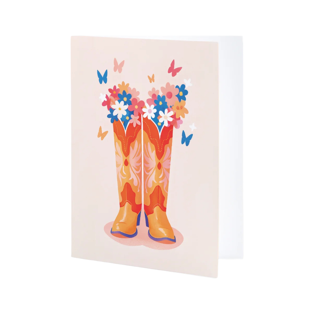 Cowgirl Boots and Flowers Individual Greeting Cards