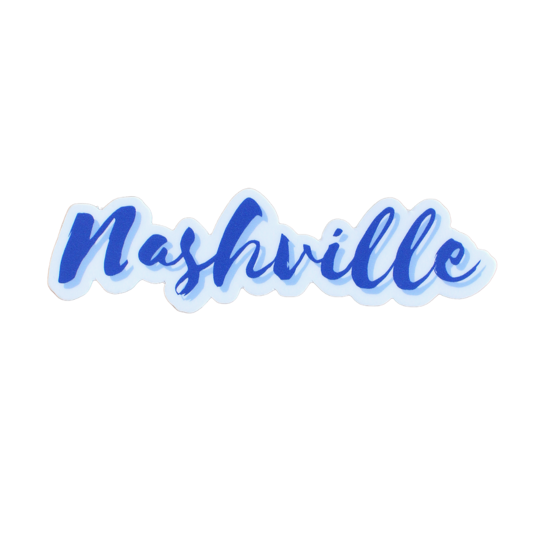 3" Long Nashville Blue Script Vinyl Sticker