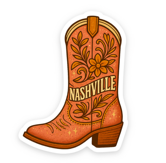 Orange Nashville Boot Sticker