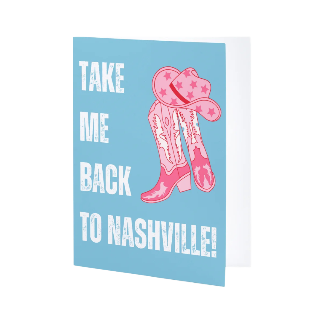 Take Me Back To Nashville! Pink Boots Individual Greeting Card