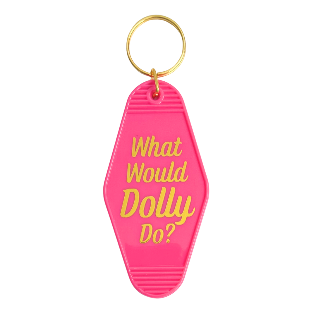 hot pink motel keychain. 