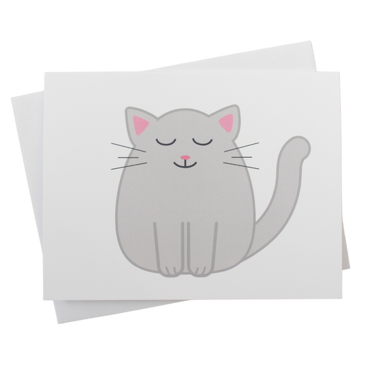 Gray Cat Individual Greeting Card