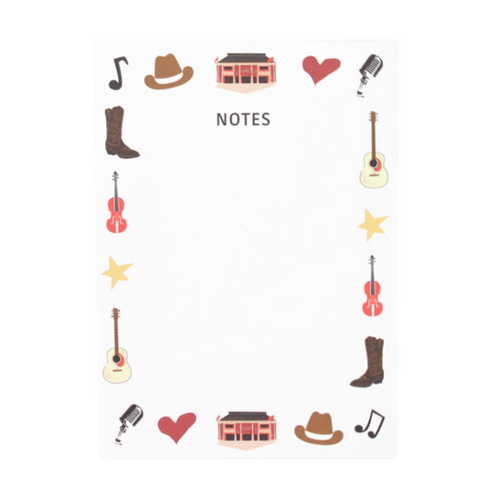 country music themed notepad. 
