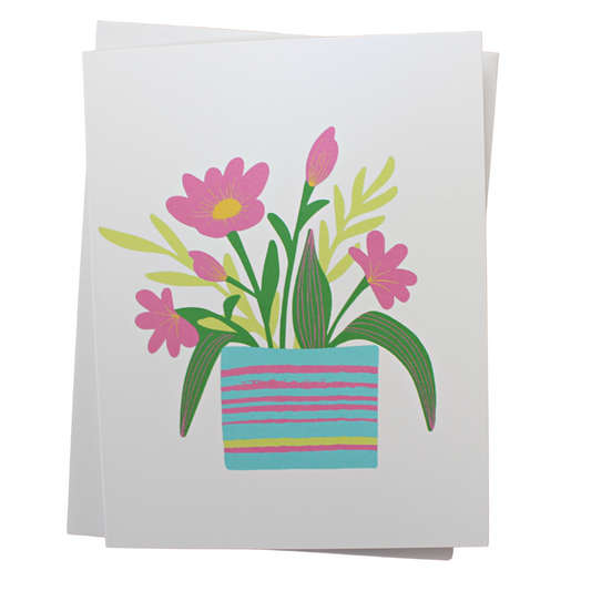 Potted Flowers Individual Greeting Card