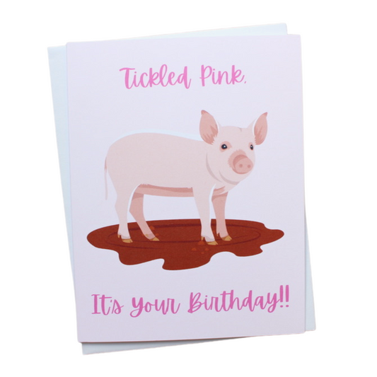 Tickled Pink It's Your Birthday Individual Greeting Card