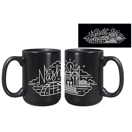 Nashville Skyline Black Matte Mug